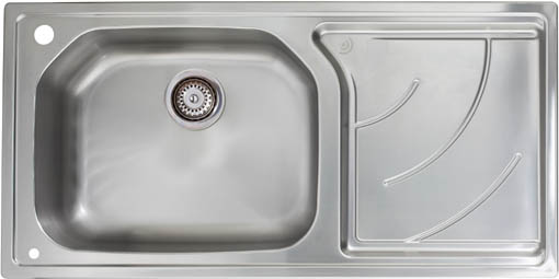 Echo 1.0 bowl stainless steel kitchen sink with right hand drainer. additional image