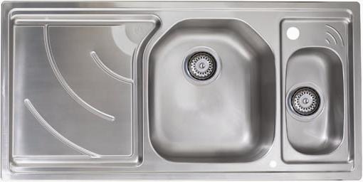 Echo 1.5 bowl stainless steel kitchen sink with left hand drainer. additional image