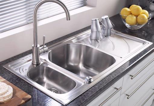 Echo 1.5 bowl stainless steel kitchen sink with right hand drainer. additional image