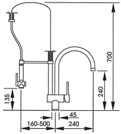 Alto Professional Kitchen Tap With Rinser (Chrome). additional image