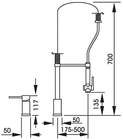 Alto Duo 2 Tap Hole Professional Kitchen Tap (Chrome). additional image