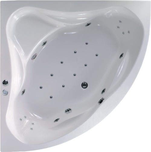 Eclipse Corner Whirlpool Bath. 24 Jets. 1400x1400. additional image