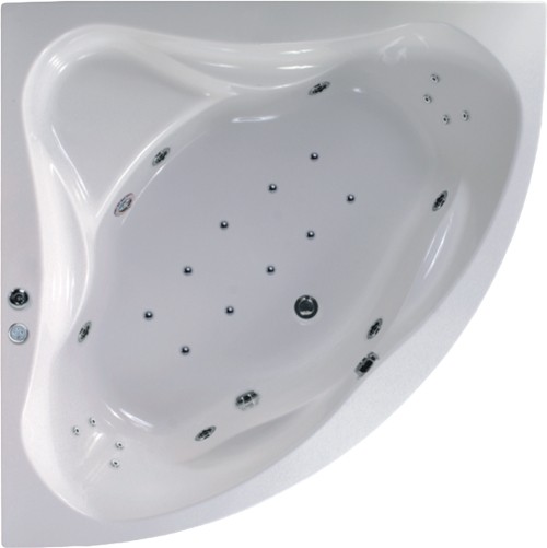 Eclipse Corner Whirlpool Bath. 24 Jets. 1400x1400. additional image