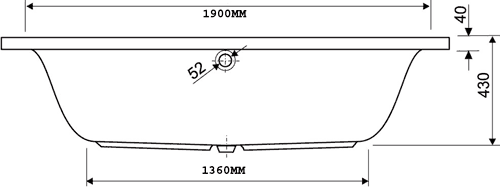 Double Ended Bath.  1900x900mm. additional image