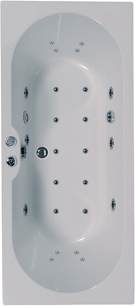 Eclipse Double Ended Whirlpool Bath. 24 Jets. 1700x750mm. additional image