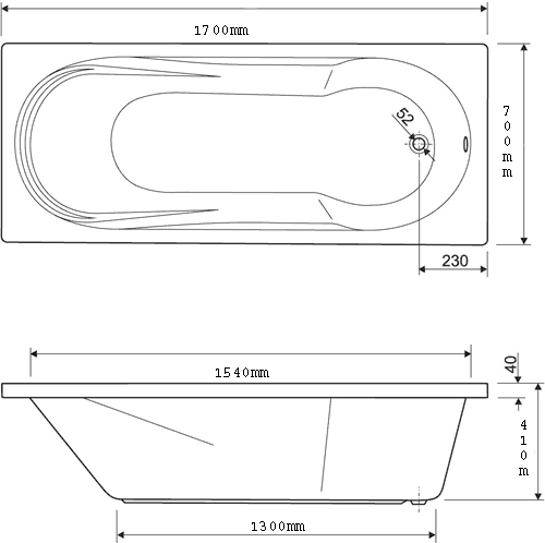 Whirlpool Bath. 11 Jets. 1700x700mm. additional image