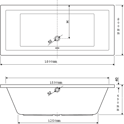 Double Ended Whirlpool Bath. 14 Jets. 1800x800mm. additional image