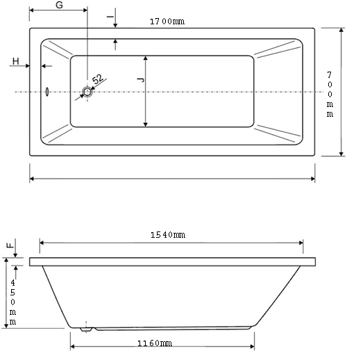 Bath.  1700x700mm. additional image