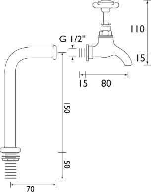 Bib Taps With Up Stands (Pair, Chrome Plated). additional image