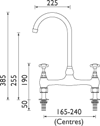 Bridge Sink Mixer Tap, Chrome Plated. additional image