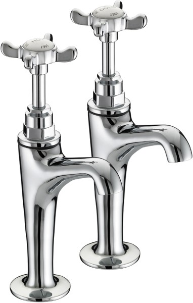 High Neck Pillar Taps, Chrome Plated. additional image