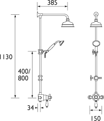 Traditional Thermostatic Shower Valve With Rigid Riser, Chrome. additional image