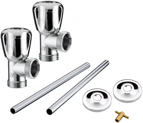 Angled Standard Radiator Valves Pack (Chrome). additional image