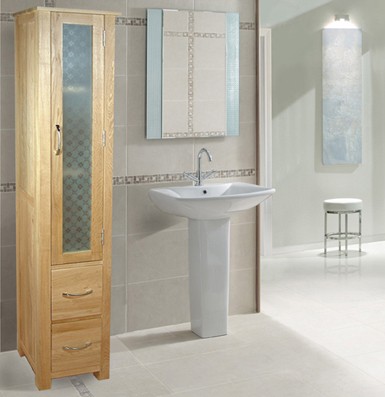 Tall Bathroom Storage Cabinet (Oak). Size 1800x365mm. additional image