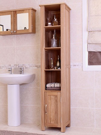 Tall Bathroom Storage Cabinet (Oak). Size 1800x365mm. additional image