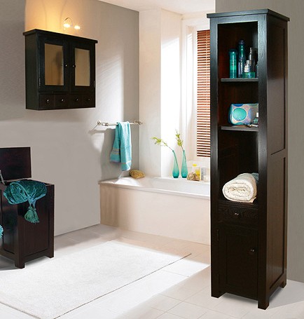 Tall Bathroom Storage Cabinet (Ash). Size 1730x380mm. additional image