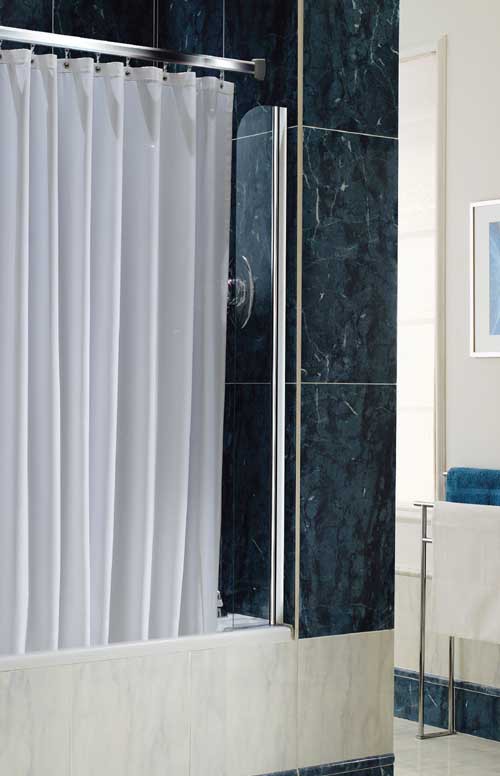 Chrome shower curtain screen. additional image