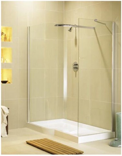Allure right hand 1600x900 walk-in shower enclosure and shower tray. additional image
