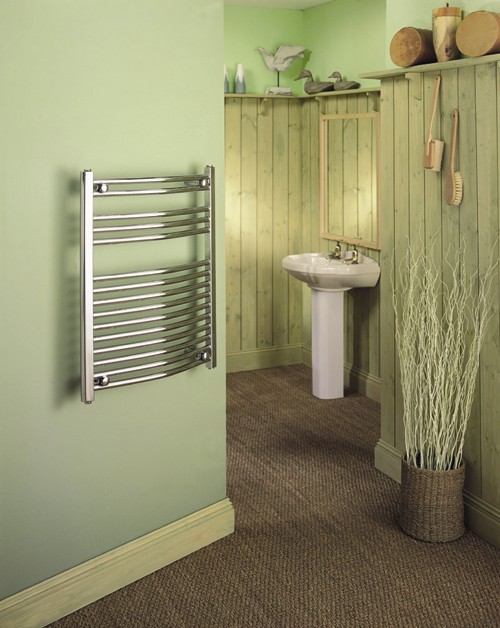 Chrome Curved Multi-Rail Towel Radiator.  500x750mm.  869 BTU. additional image