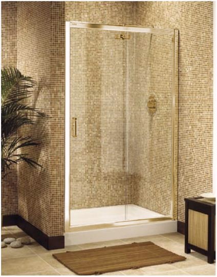 Ultra 1200mm jumbo sliding shower enclosure door in gold. additional image
