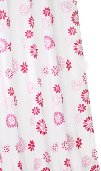 Shower Curtain & Rings (Pop Flowers Pink, 1800mm). additional image