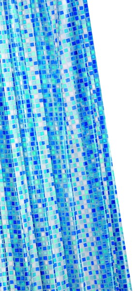 Shower Curtain & Rings (Blue Mosaic, 1800mm). additional image
