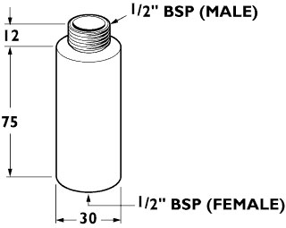 75mm Wall extensions for use with Deva bib taps (pair). additional image