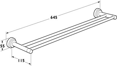 Double Towel Rail 640mm (Chrome). additional image