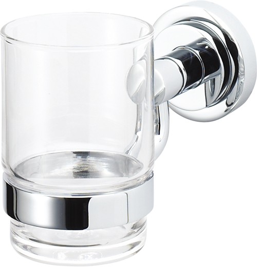 Glass Tumbler And Holder (Chrome). additional image