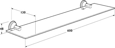 Glass Shelf 600 x 130mm (Chrome). additional image