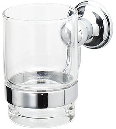 Glass Tumbler And Holder (Chrome). additional image