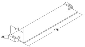 Glass Shelf 475 x 118mm (Chrome). additional image