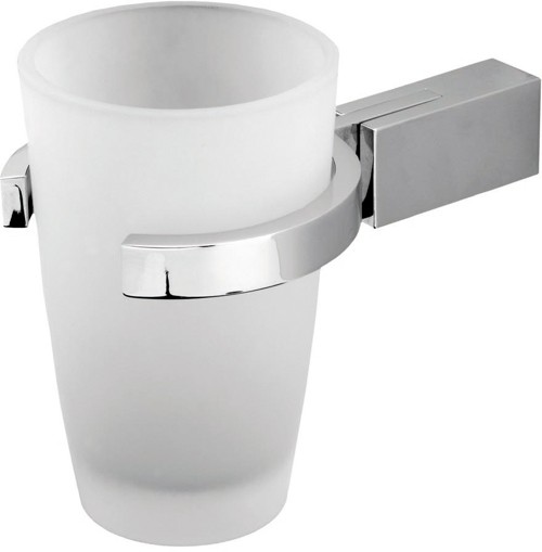 Glass Tumbler And Holder (Chrome). additional image