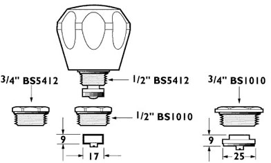 Universal Conversion Tap Head Kit With Acrylic Handles (Pair). additional image