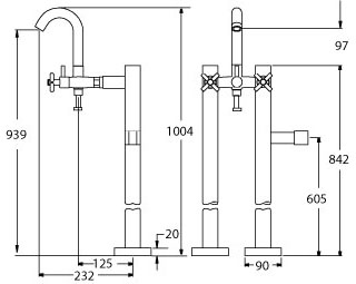 Bath Shower Mixer Tap With Stand Pipes And Shower Kit. additional image