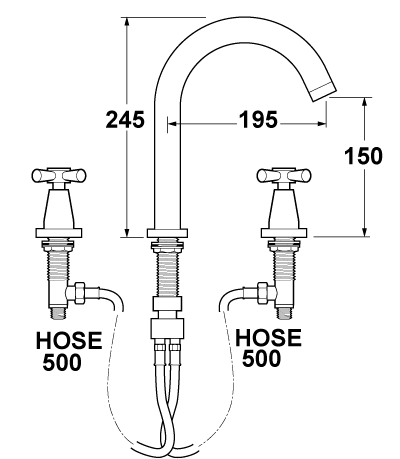 3 Hole Bath Filler Tap. additional image