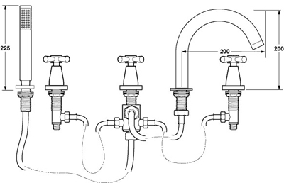 5 Hole Bath Shower Mixer Tap. additional image