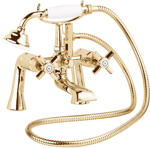 Bath Shower Mixer Tap With Shower Kit (Gold). additional image
