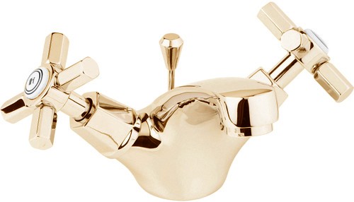 Mono Basin Mixer Tap With Pop Up Waste (Gold). additional image