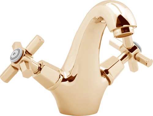 Mono Basin Mixer Tap With Pop Up Waste (Gold). additional image