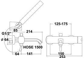 Wall Mounted Bath Shower Mixer Tap With Shower Kit. additional image