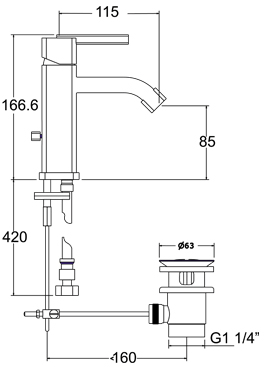 Mono Basin Mixer Tap With Pop Up Waste. additional image