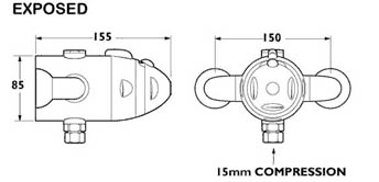 Exposed Thermostatic Shower Valve (Chrome). additional image