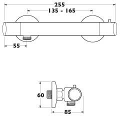 Modern Thermostatic Shower Kit With Wall Plate (Chrome). additional image