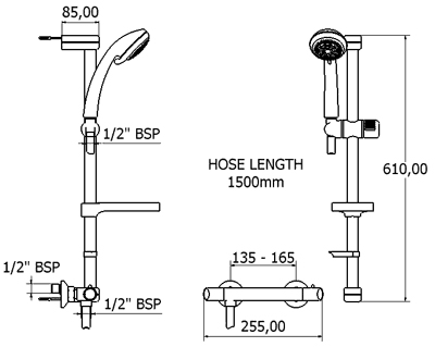 Modern Thermostatic Shower Kit With Wall Plate (Chrome). additional image