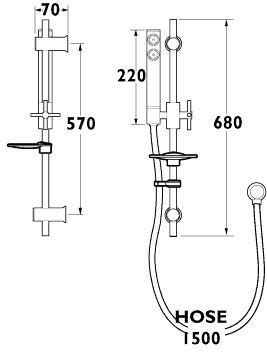 Modern Thermostatic Exposed Shower Kit (Chrome). additional image