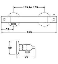 Modern Thermostatic Bar Shower Kit (Chrome). additional image