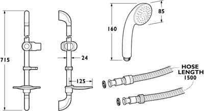 Thermostatic Bar Shower Kit & Wall Plate (Chrome). additional image