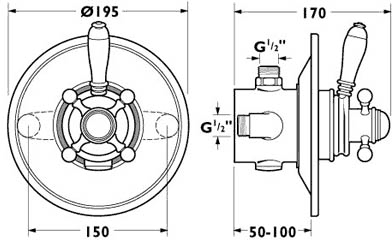 Traditional Concealed Thermostatic Shower Kit (Chrome). additional image