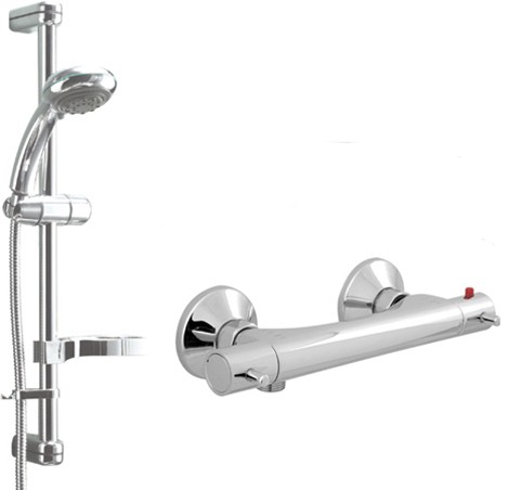 Modern Thermostatic Bar Shower Kit (Chrome). additional image